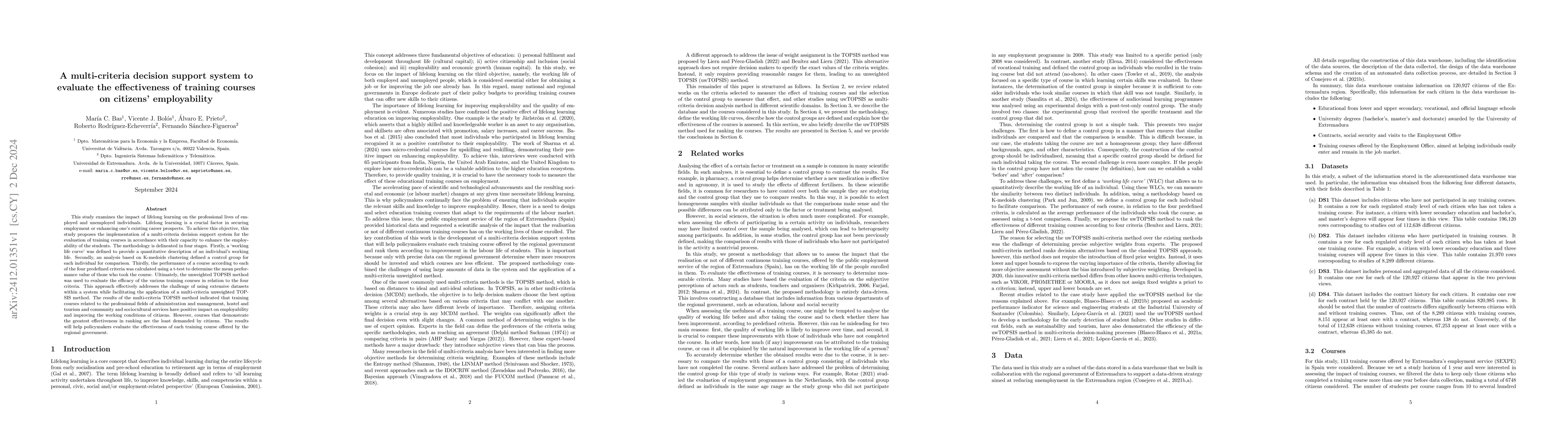 Thumbnail for A multi-criteria decision support system to evaluate the effectiveness
  of training courses on citizens' employability