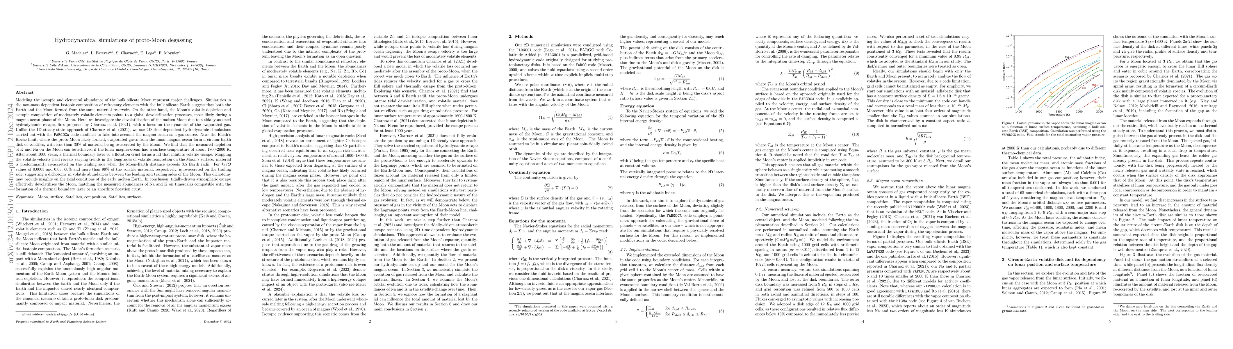 Thumbnail for Hydrodynamical simulations of proto-Moon degassing