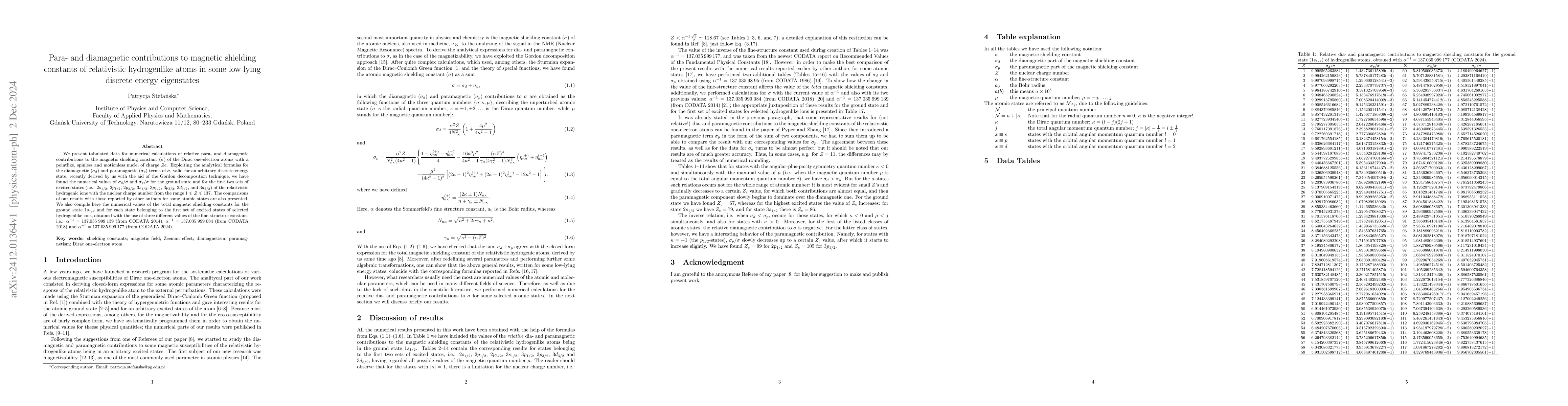 Thumbnail for Para- and diamagnetic contributions to magnetic shielding constants of
  relativistic hydrogenlike atoms in some low-lying discrete energy eigenstates