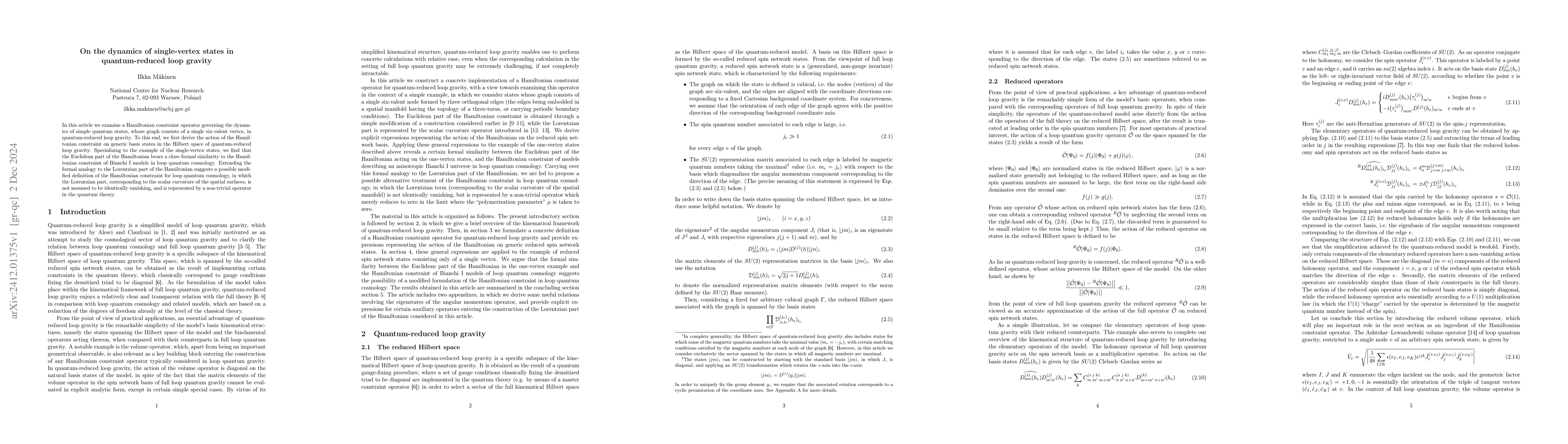 Thumbnail for On the dynamics of single-vertex states in quantum-reduced loop gravity