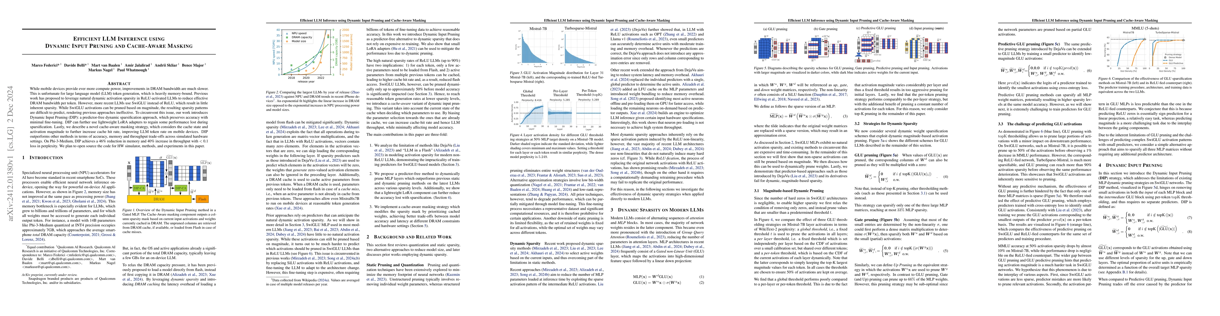 Thumbnail for Efficient LLM Inference using Dynamic Input Pruning and Cache-Aware
  Masking