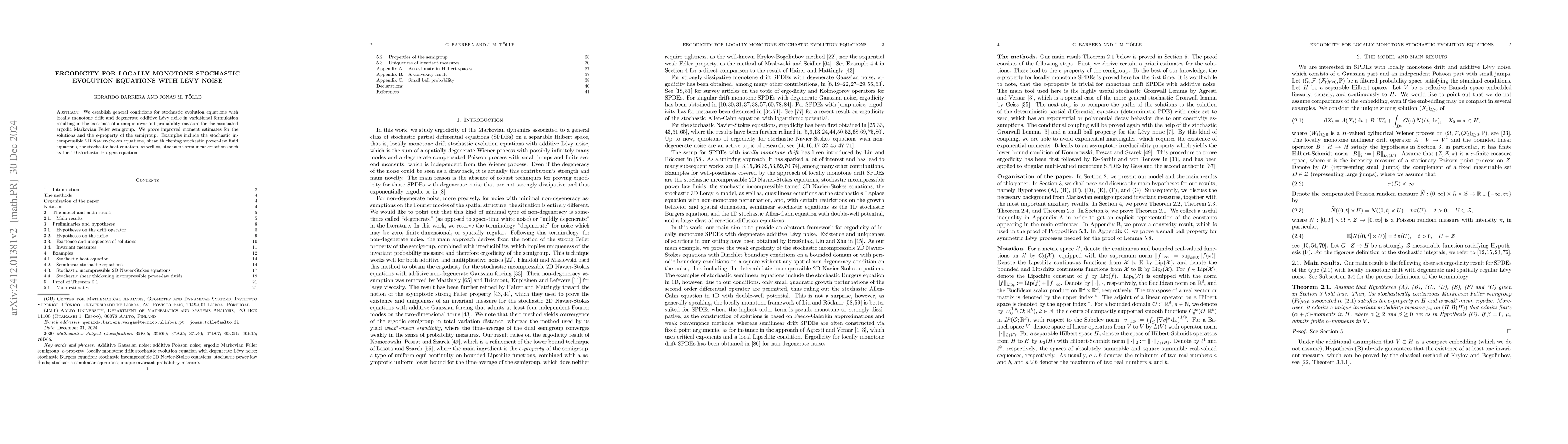 Thumbnail for Ergodicity for locally monotone stochastic evolution equations with
  Lévy noise