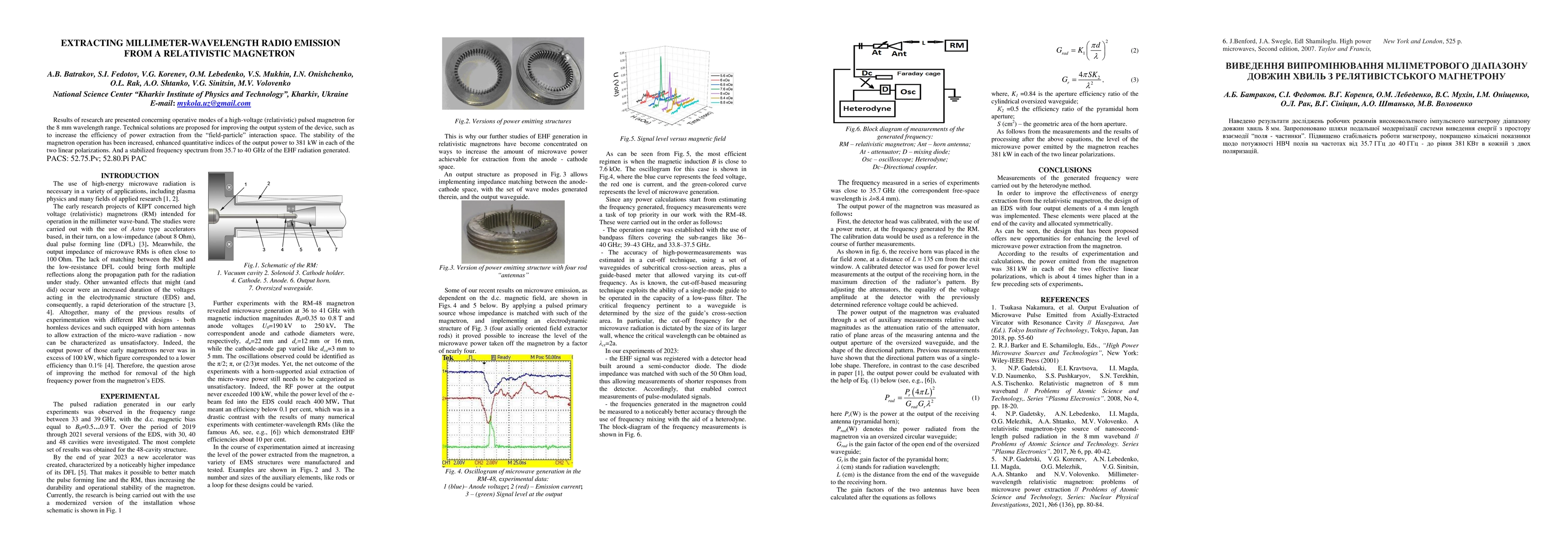 Thumbnail for Extracting millimeter-wavelength radio emission from a relativistic
  magnetron