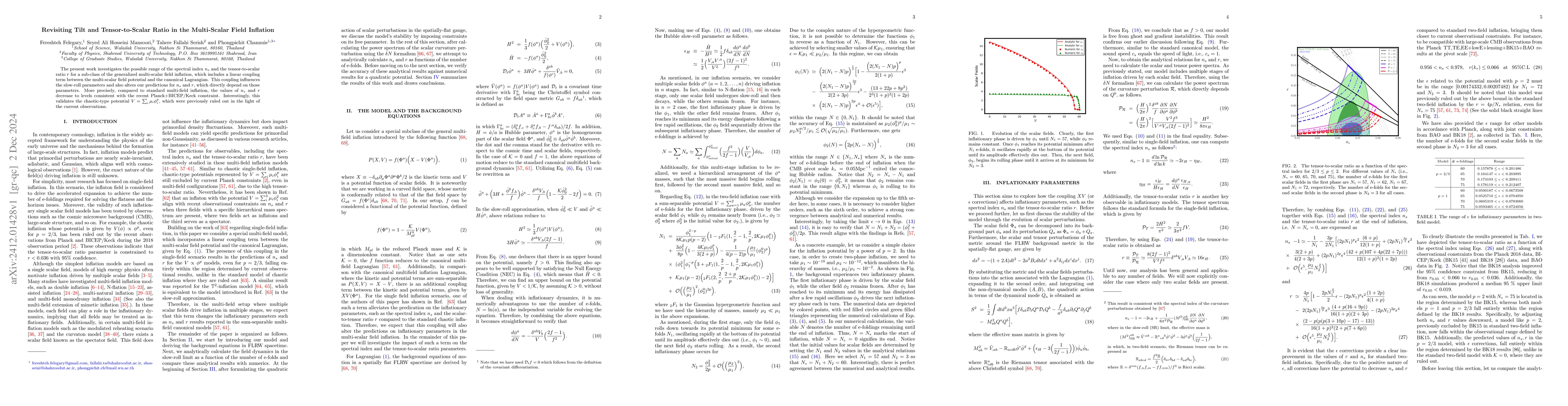 Thumbnail for Revisiting Tilt and Tensor-to-Scalar Ratio in the Multi-Scalar Field
  Inflation