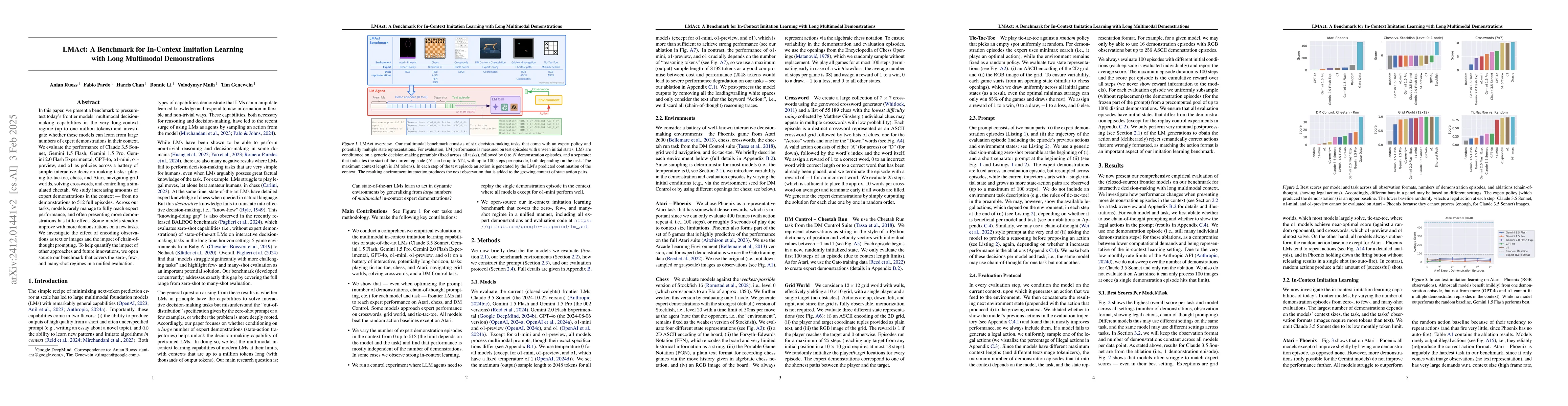 Thumbnail for LMAct: A Benchmark for In-Context Imitation Learning with Long
  Multimodal Demonstrations