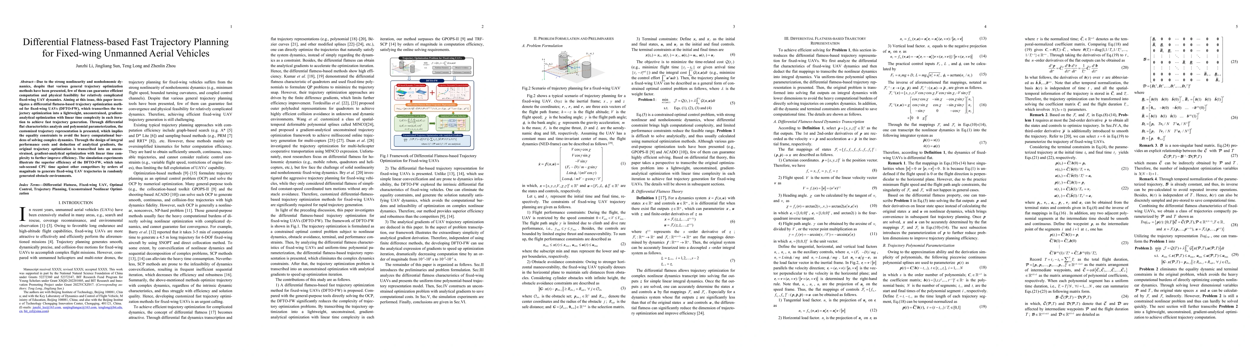Thumbnail for Differential Flatness-based Fast Trajectory Planning for Fixed-wing
  Unmanned Aerial Vehicles