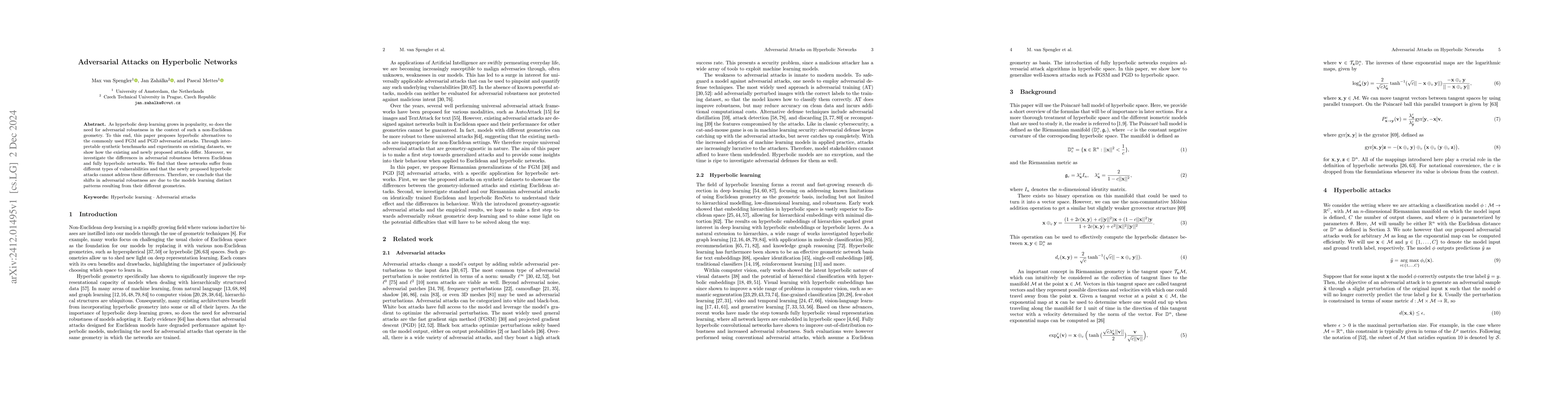 Thumbnail for Adversarial Attacks on Hyperbolic Networks