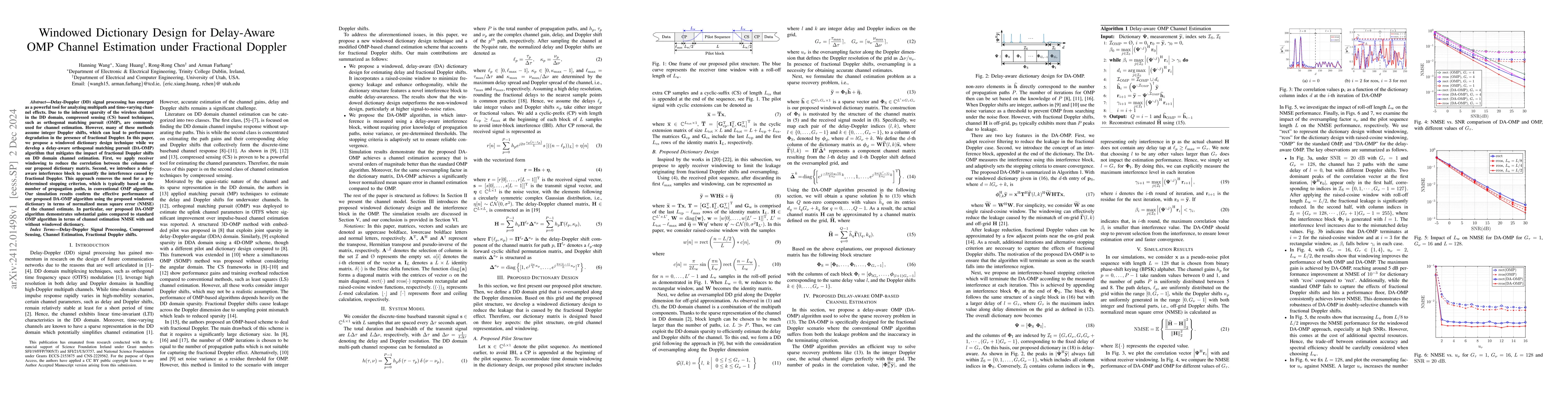 Thumbnail for Windowed Dictionary Design for Delay-Aware OMP Channel Estimation under
  Fractional Doppler