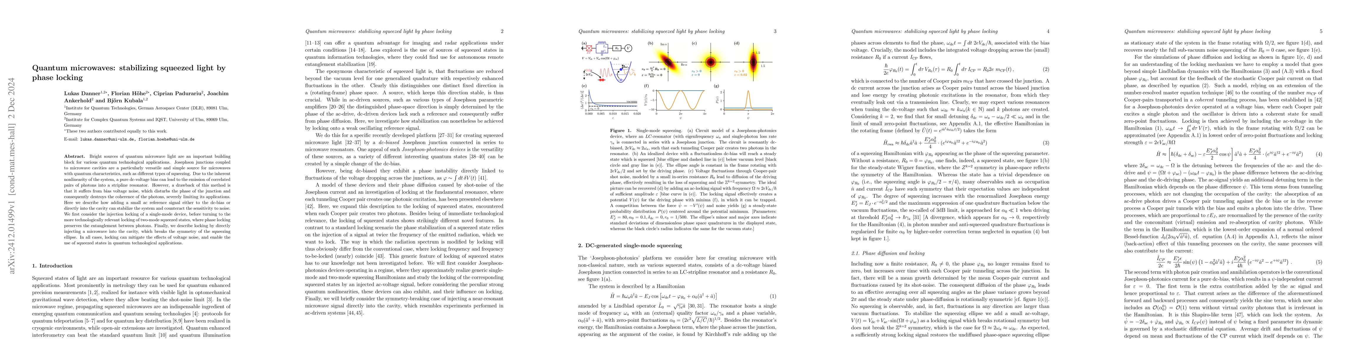 Thumbnail for Quantum microwaves: stabilizing squeezed light by phase locking