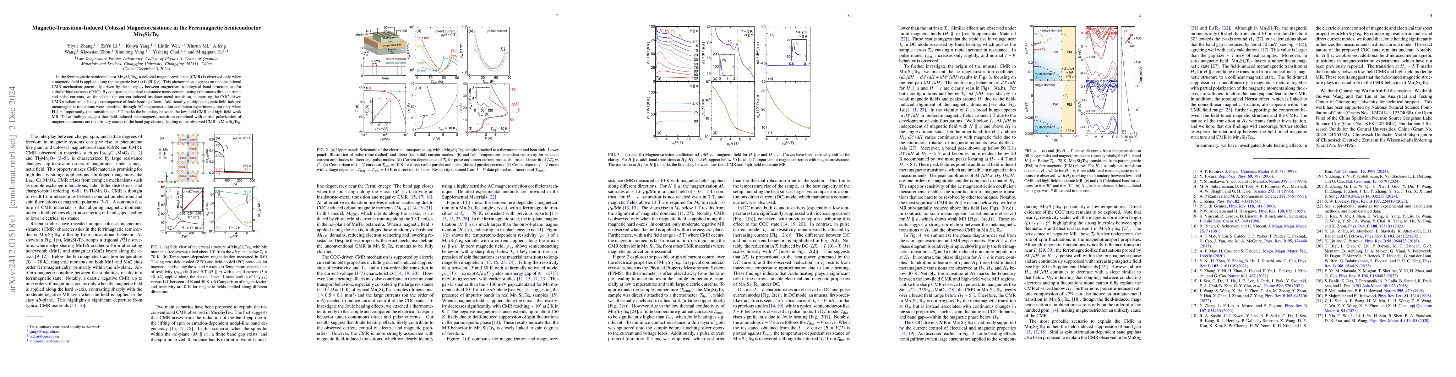 Thumbnail for Magnetic-Transition-Induced Colossal Magnetoresistance in the
  Ferrimagnetic Semiconductor Mn$_3$Si$_2$Te$_6$