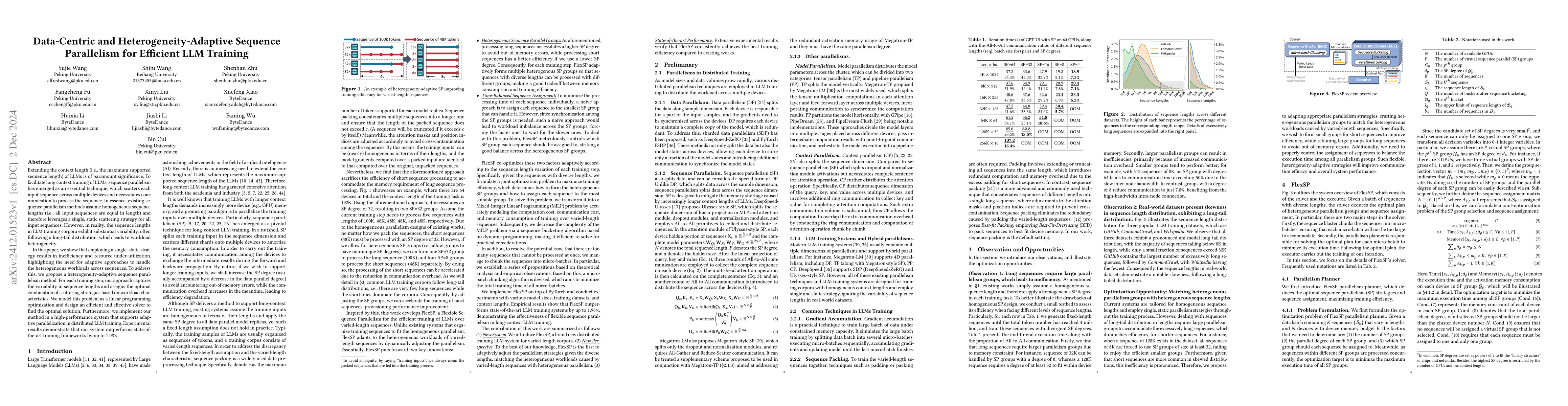 Thumbnail for Data-Centric and Heterogeneity-Adaptive Sequence Parallelism for
  Efficient LLM Training
