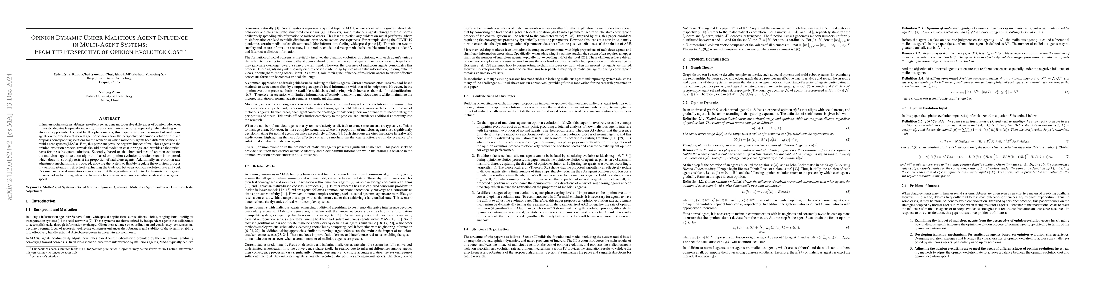 Thumbnail for Opinion Dynamic Under Malicious Agent Influence in Multi-Agent Systems:
  From the Perspective of Opinion Evolution Cost