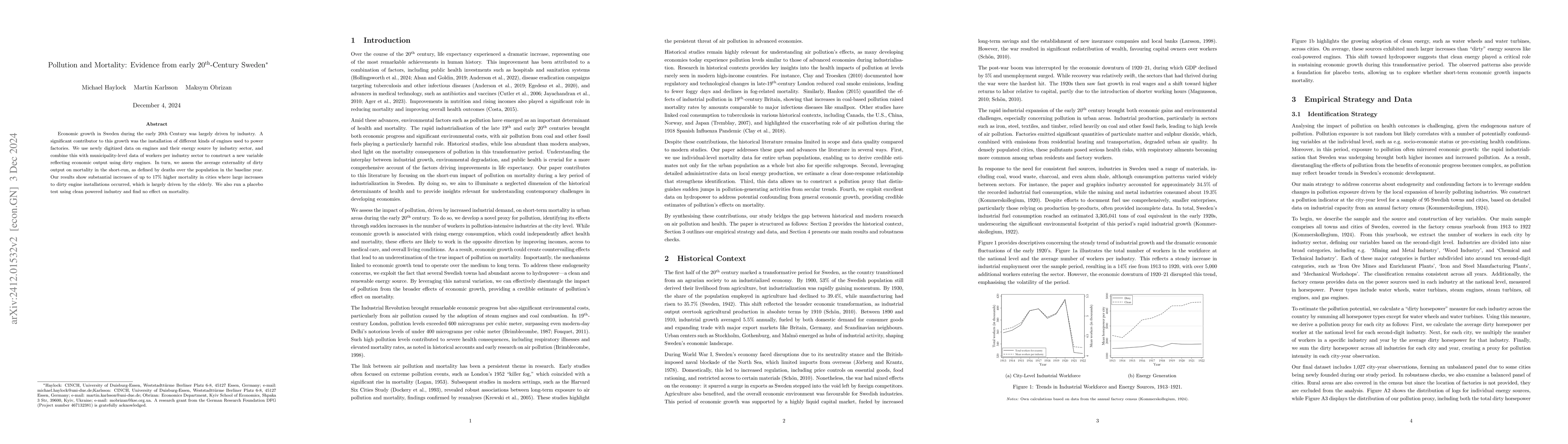 Thumbnail for Pollution and Mortality: Evidence from early 20th Century Sweden