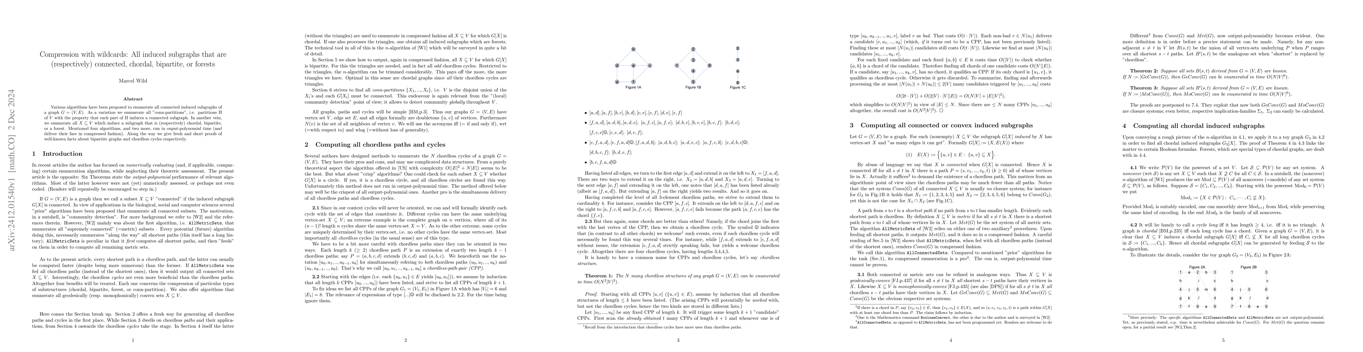 Thumbnail for Compression with wildcards: All induced subgraphs that are
  (respectively) connected, chordal, bipartite, or forests