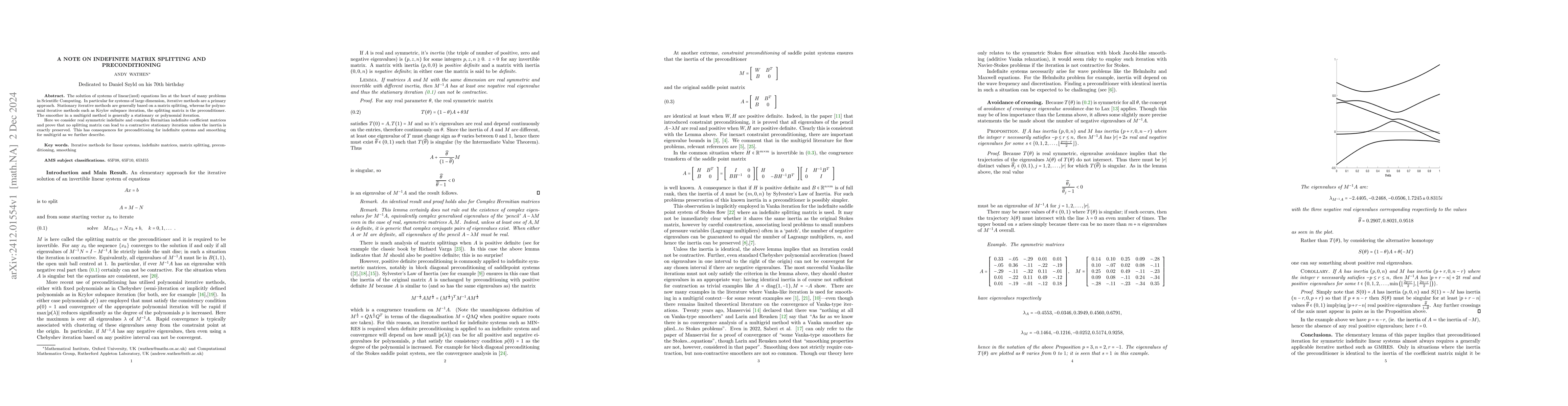 Thumbnail for A note on indefinite matrix splitting and preconditioning