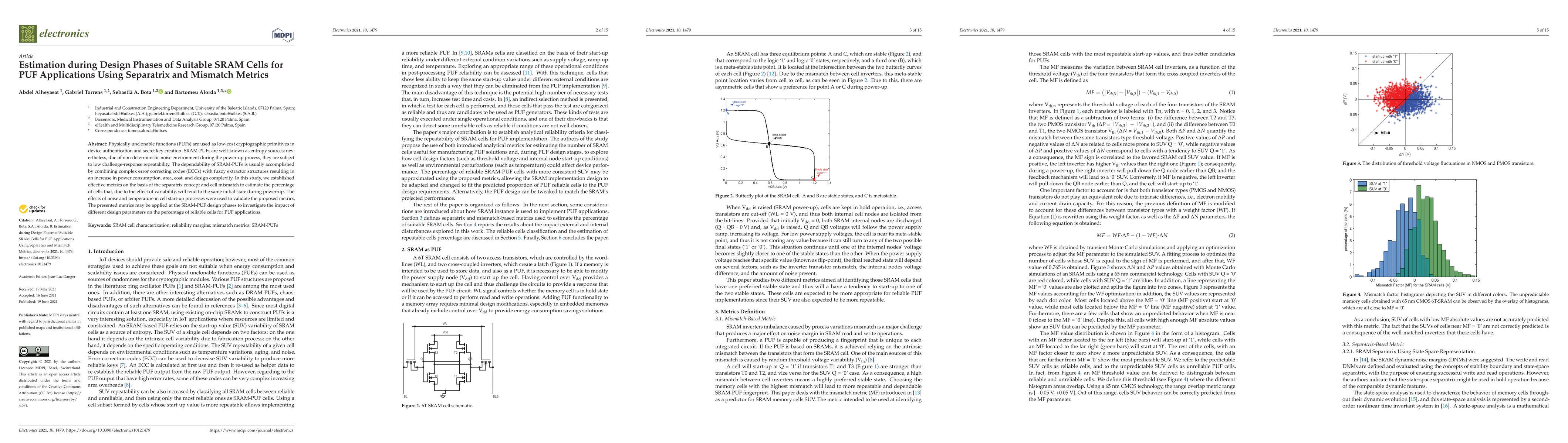 Thumbnail for Estimation during Design Phases of Suitable SRAM Cells for PUF
  Applications Using Separatrix and Mismatch Metrics