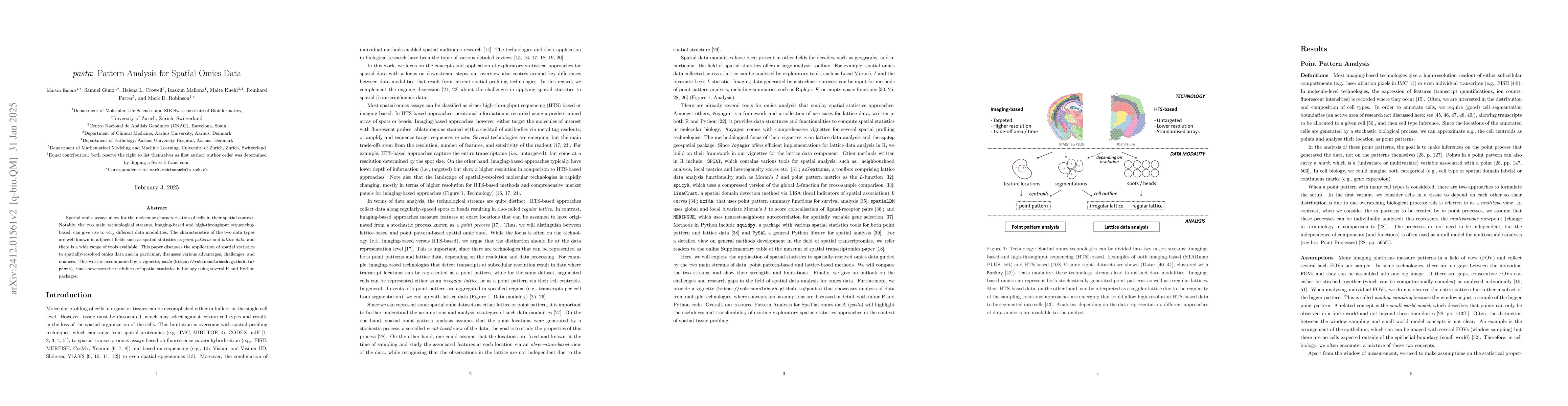 Thumbnail for pasta: Pattern Analysis for Spatial Omics Data