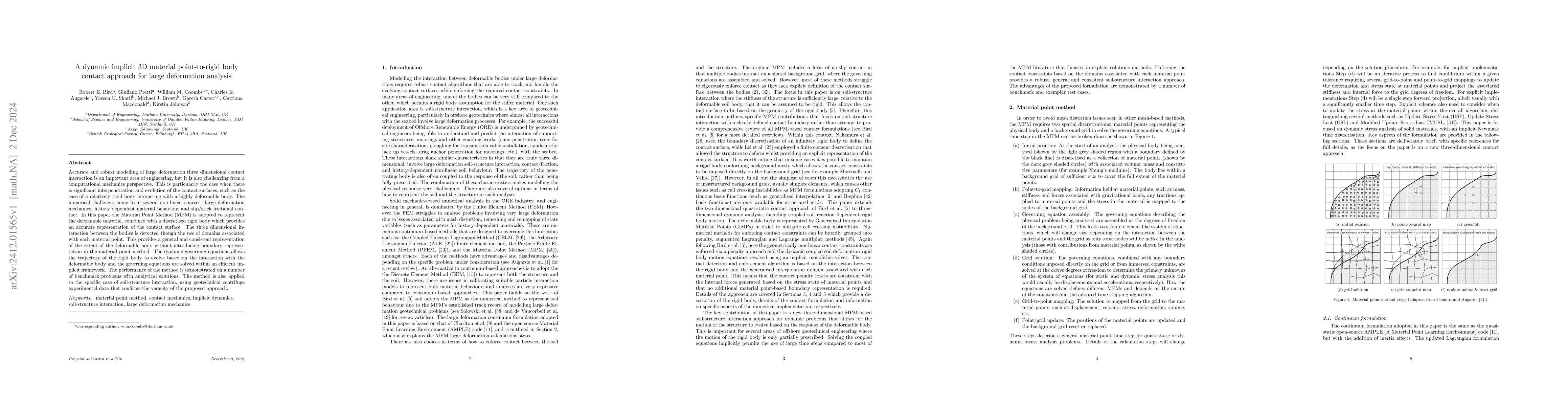 Thumbnail for A dynamic implicit 3D material point-to-rigid body contact approach for
  large deformation analysis