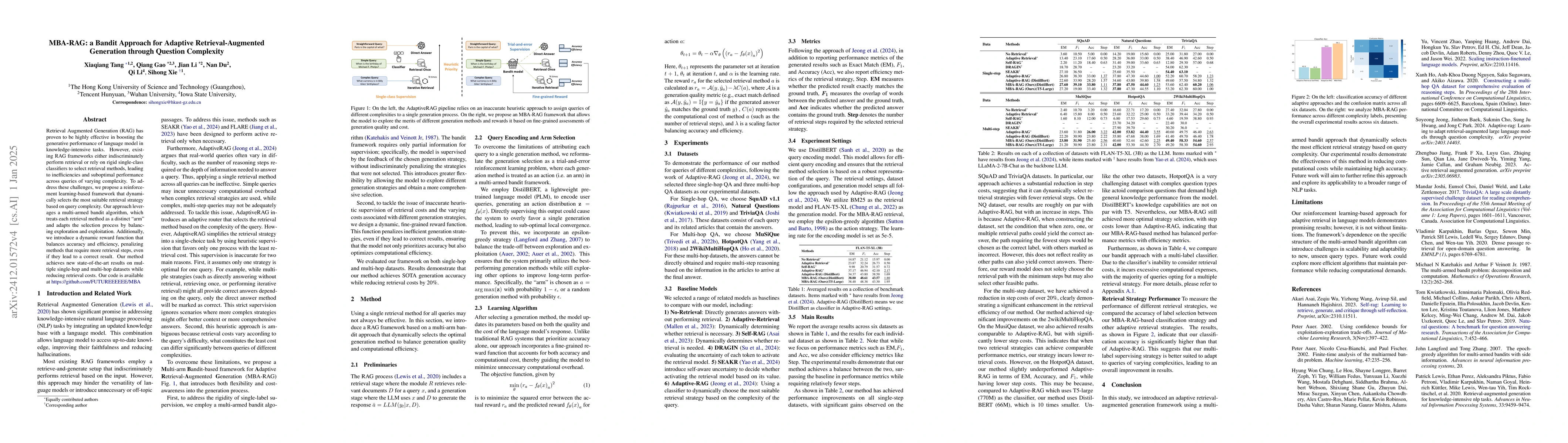 Thumbnail for MBA-RAG: a Bandit Approach for Adaptive Retrieval-Augmented Generation
  through Question Complexity