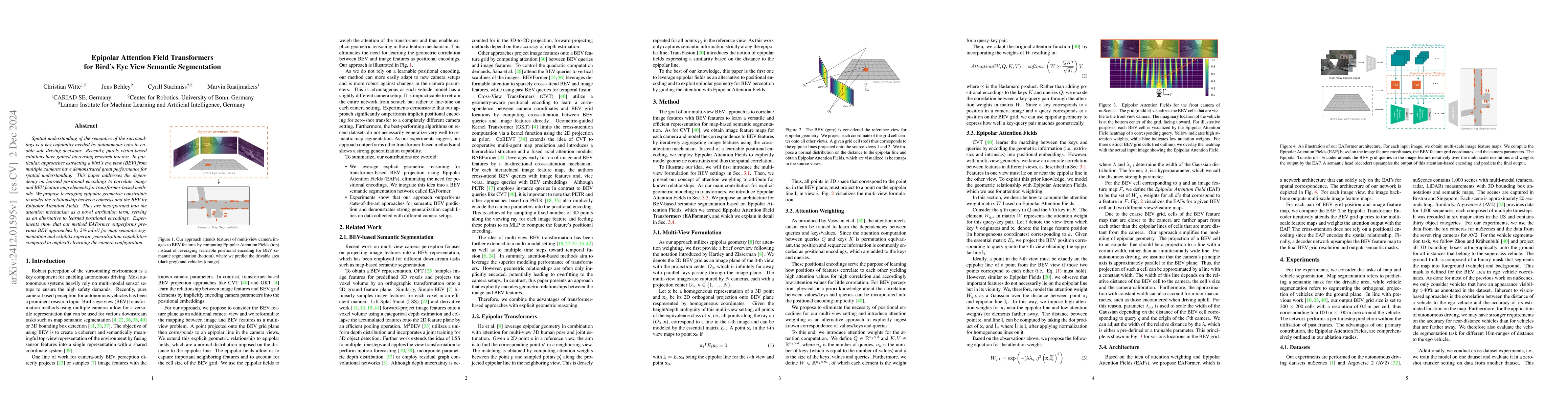Thumbnail for Epipolar Attention Field Transformers for Bird's Eye View Semantic
  Segmentation