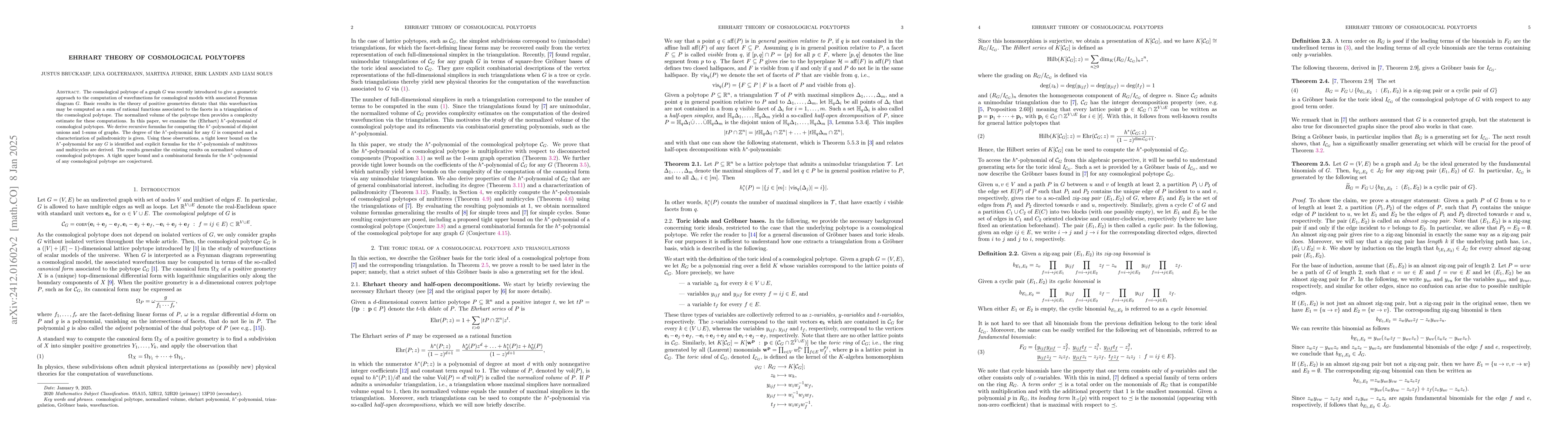 Thumbnail for Ehrhart theory of cosmological polytopes