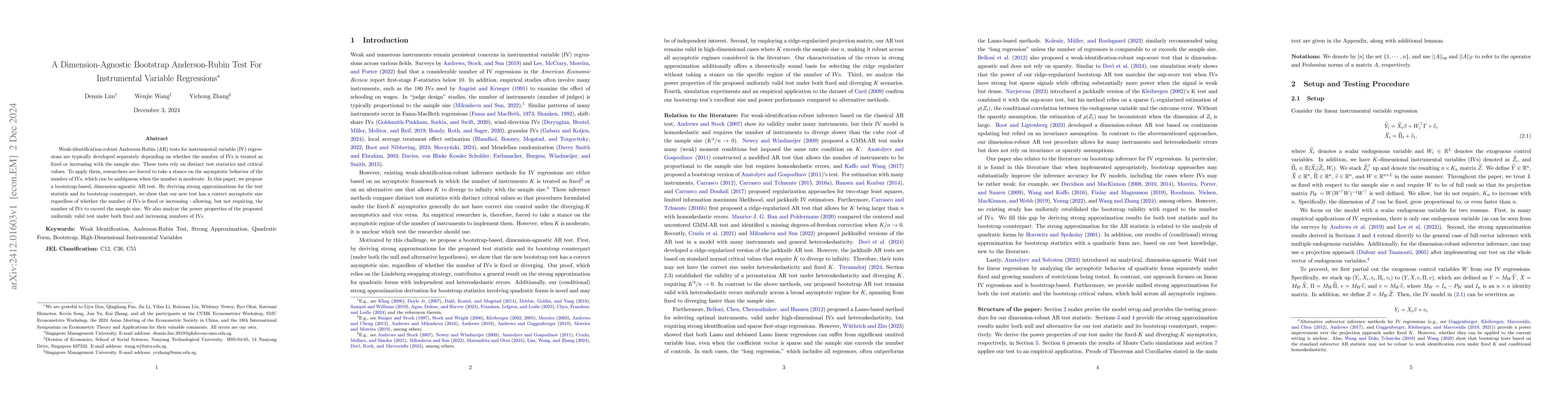 Thumbnail for A Dimension-Agnostic Bootstrap Anderson-Rubin Test For Instrumental
  Variable Regressions