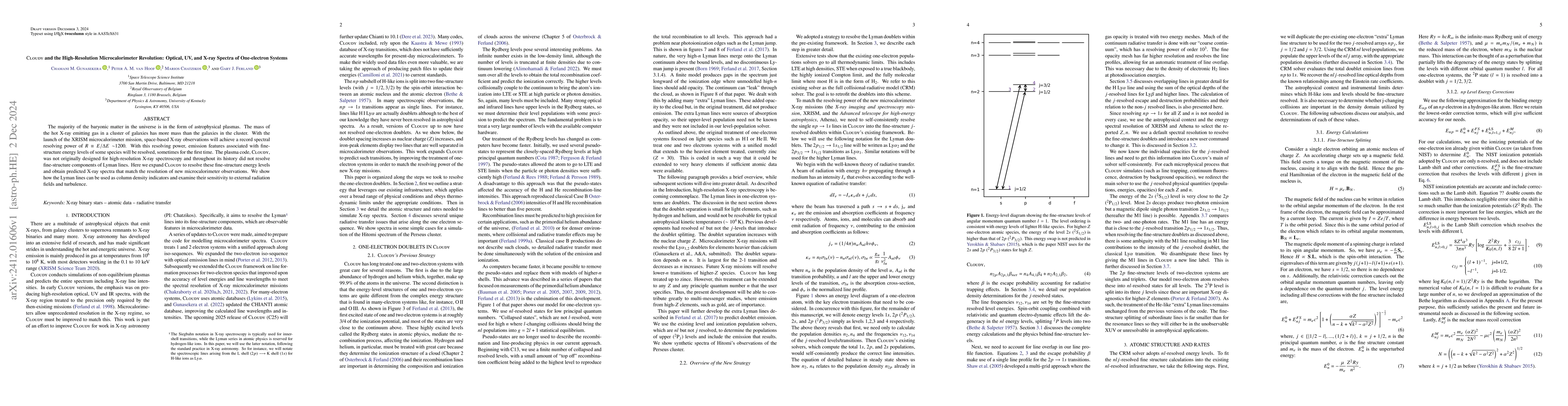 Thumbnail for Cloudy and the High-Resolution Microcalorimeter Revolution: Optical, UV,
  and X-ray Spectra of One-electron Systems