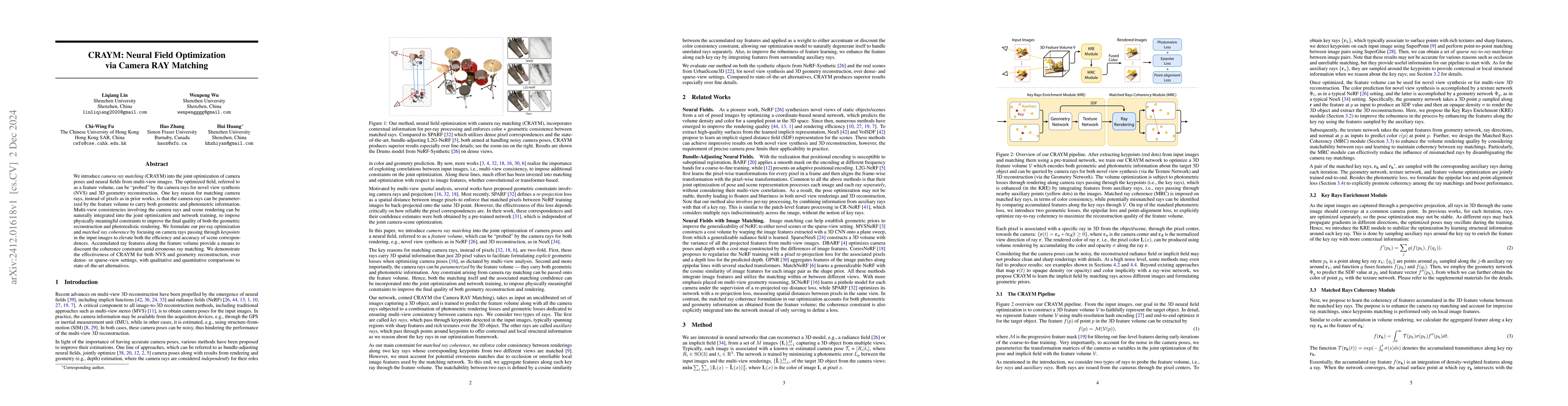 Thumbnail for CRAYM: Neural Field Optimization via Camera RAY Matching