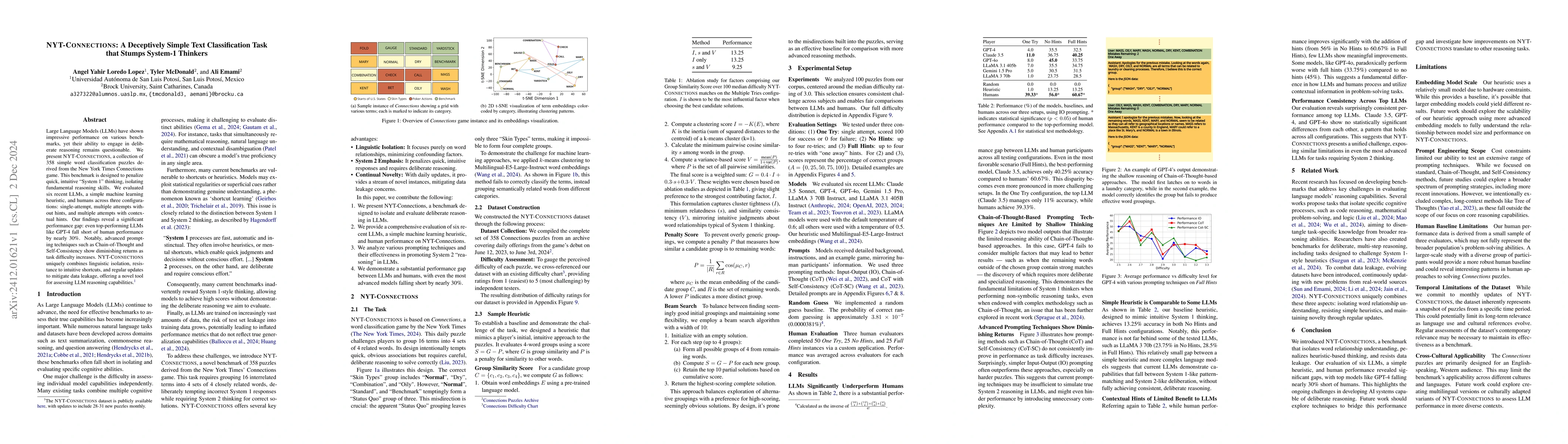 Thumbnail for NYT-Connections: A Deceptively Simple Text Classification Task that
  Stumps System-1 Thinkers