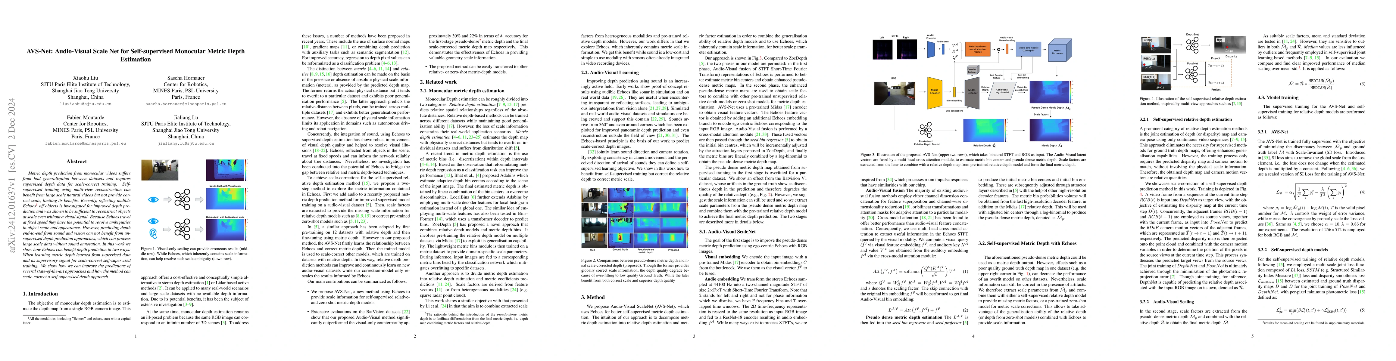 Thumbnail for AVS-Net: Audio-Visual Scale Net for Self-supervised Monocular Metric
  Depth Estimation