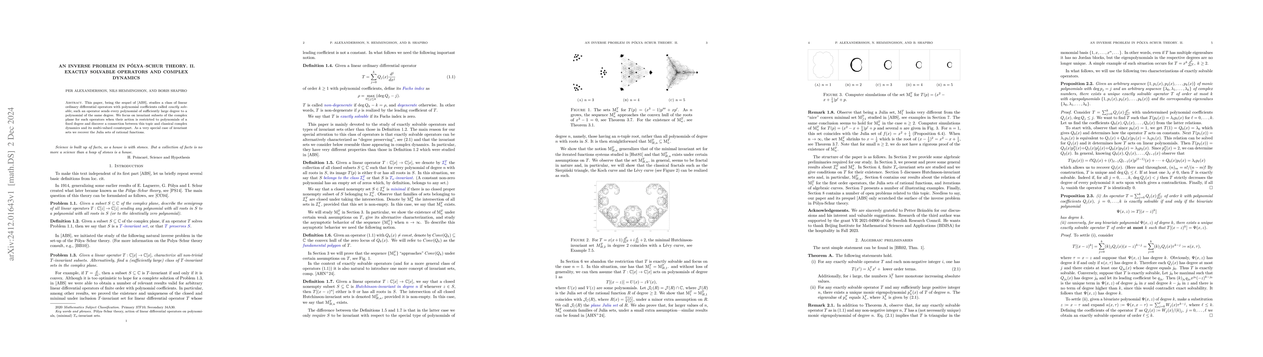 Thumbnail for An inverse problem in Pólya--Schur theory. II. Exactly solvable
  operators and complex dynamics