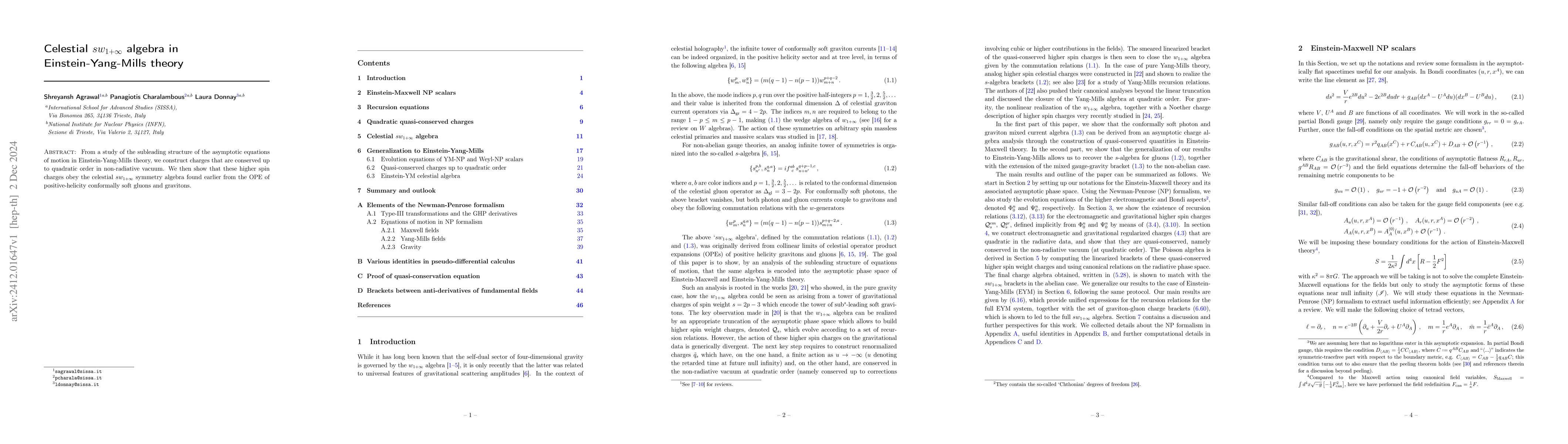 Thumbnail for Celestial $sw_{1+\infty}$ algebra in Einstein-Yang-Mills theory