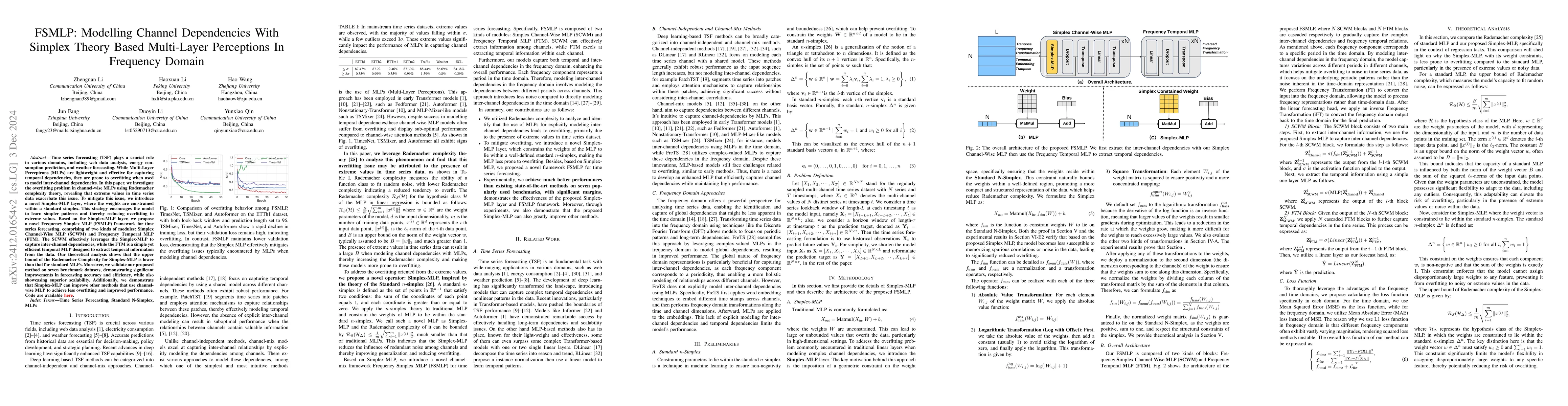 Thumbnail for FSMLP: Modelling Channel Dependencies With Simplex Theory Based
  Multi-Layer Perceptions In Frequency Domain