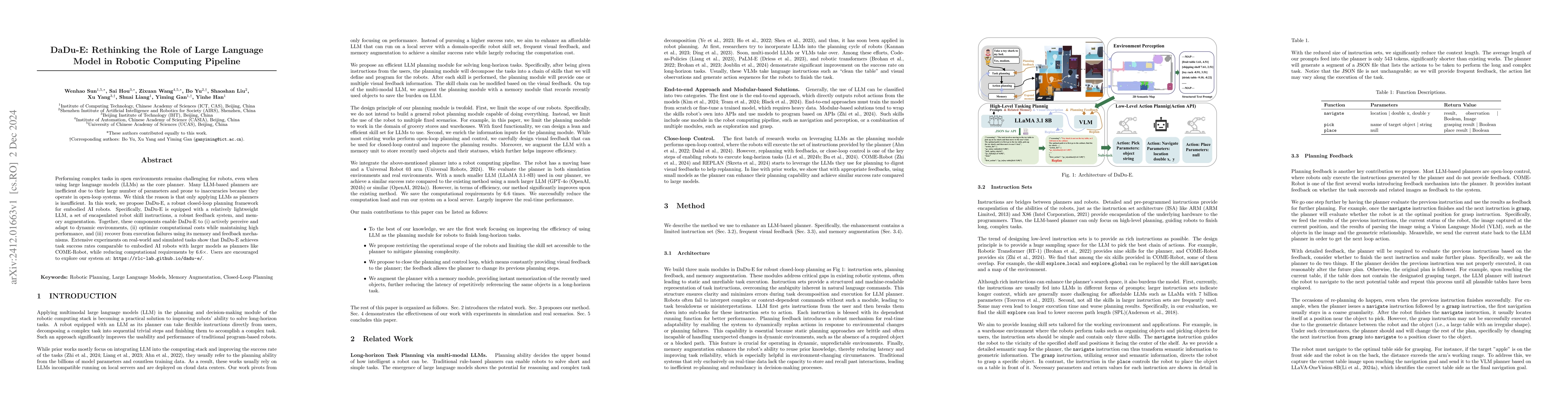 Thumbnail for DaDu-E: Rethinking the Role of Large Language Model in Robotic Computing
  Pipeline