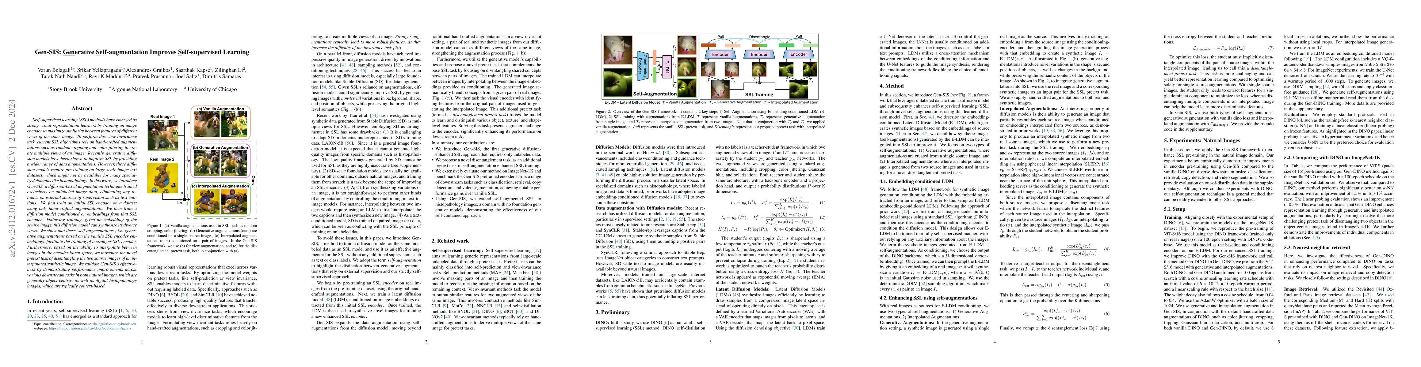 Thumbnail for Gen-SIS: Generative Self-augmentation Improves Self-supervised Learning