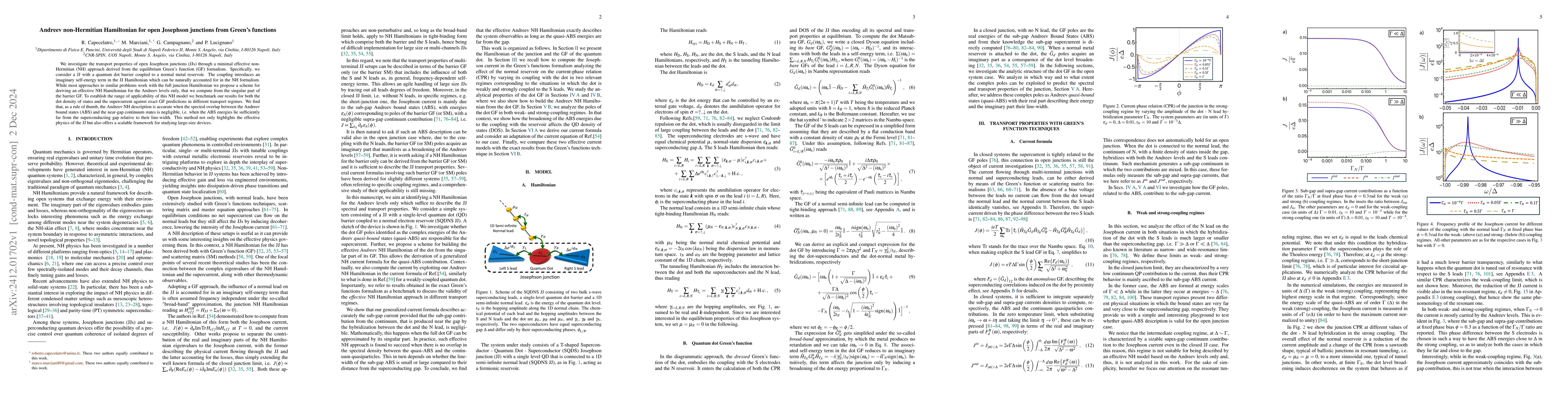 Thumbnail for Andreev non-Hermitian Hamiltonian for open Josephson junctions from
  Green's functions