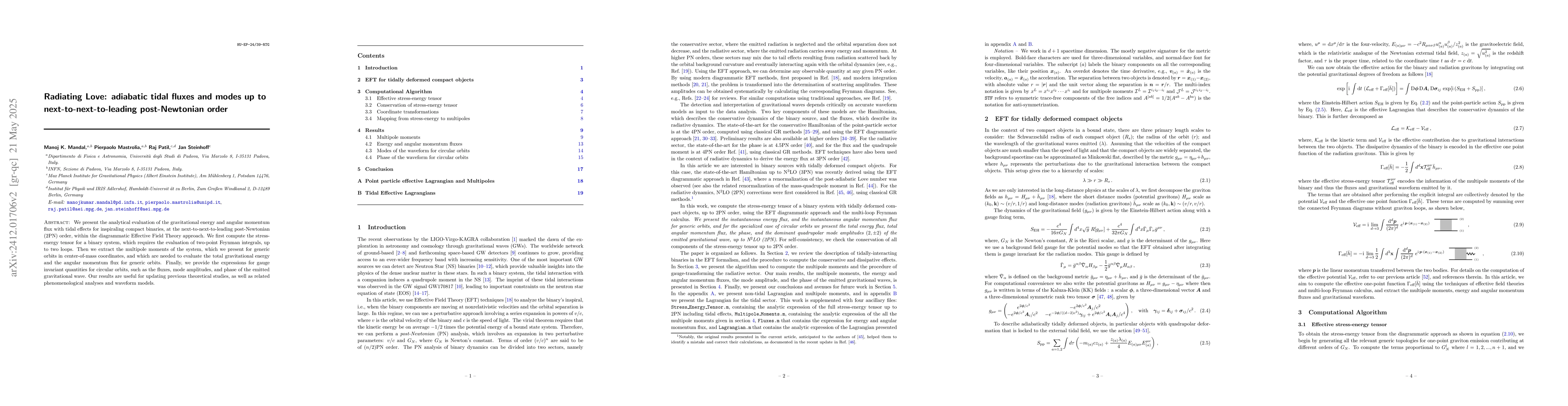 Thumbnail for Radiating Love: adiabatic tidal fluxes and modes up to
  next-to-next-to-leading post-Newtonian order