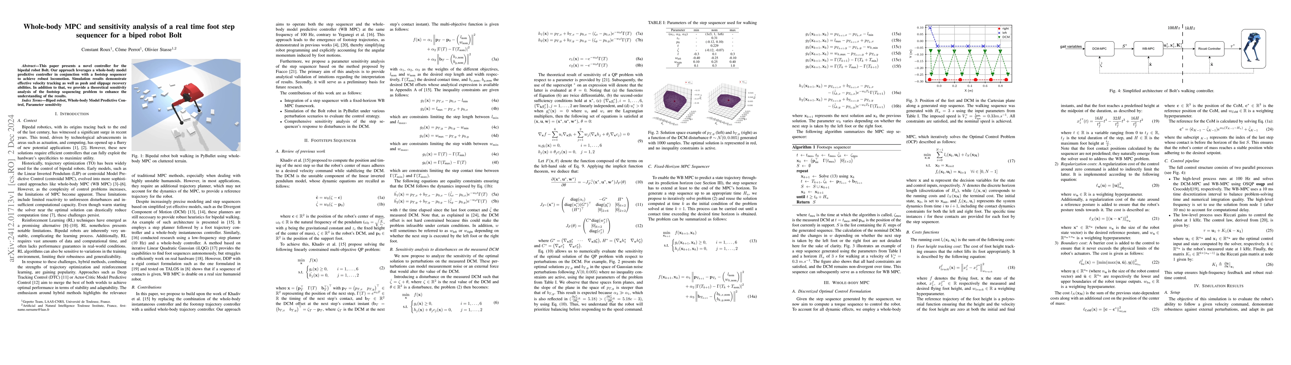 Thumbnail for Whole-body MPC and sensitivity analysis of a real time foot step
  sequencer for a biped robot Bolt