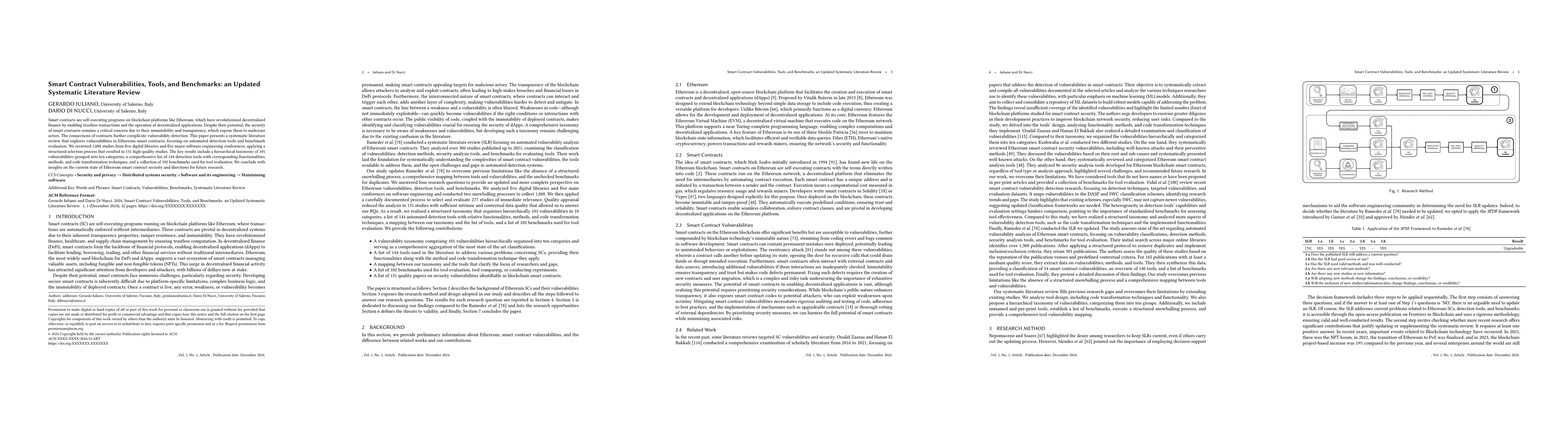 Thumbnail for Smart Contract Vulnerabilities, Tools, and Benchmarks: An Updated
  Systematic Literature Review