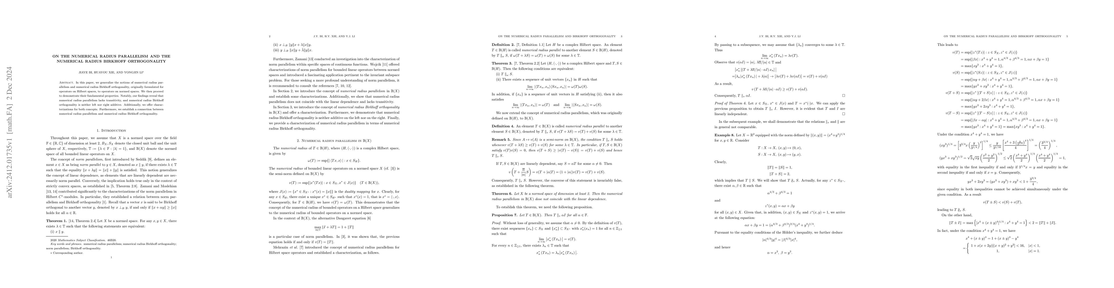 Thumbnail for On the numerical radius parallelism and the numerical radius Birkhoff
  orthogonality