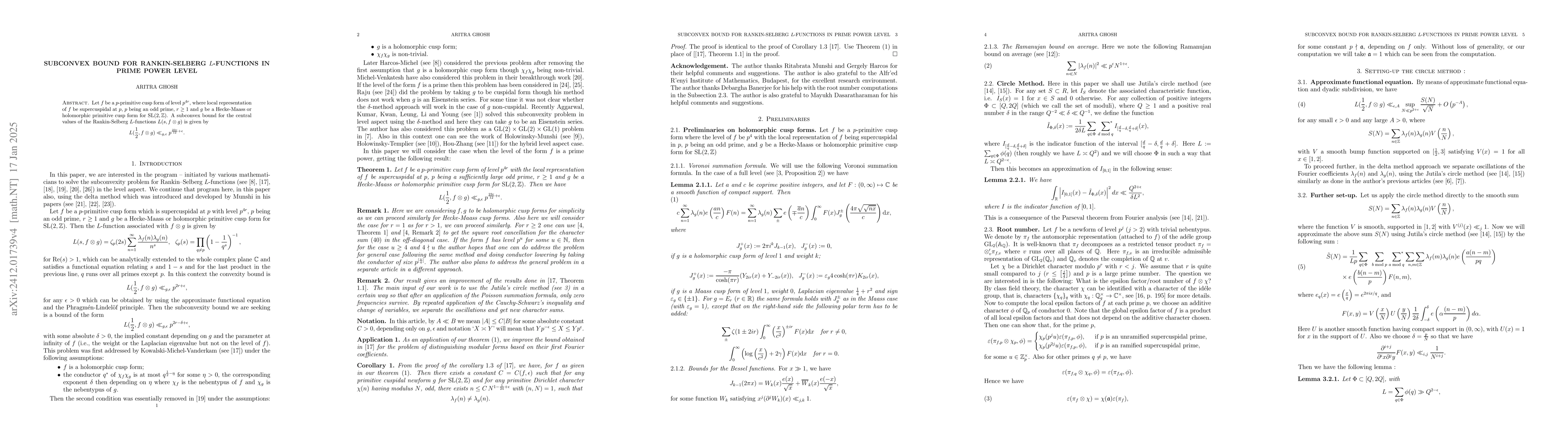 Thumbnail for Subconvex bound for Rankin-Selberg $L$-functions in prime power level