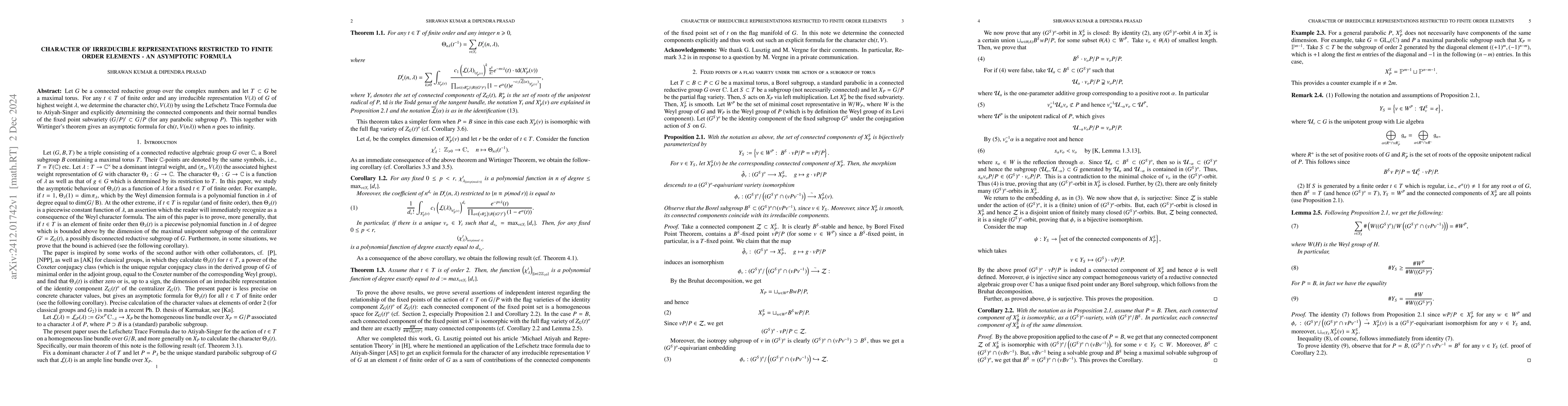 Thumbnail for Character of Irreducible Representations Restricted to Finite Order
  Elements -- An Asymptotic Formula