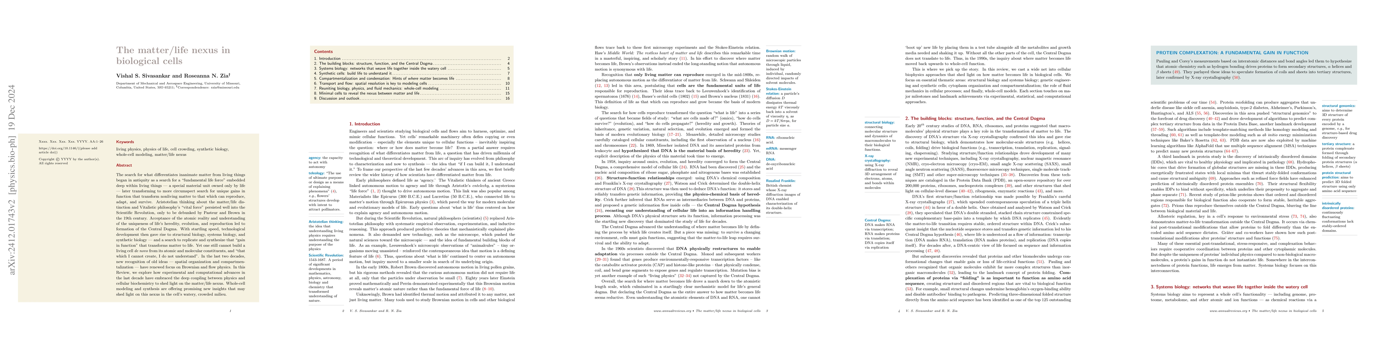 Thumbnail for The matter/life nexus in biological cells