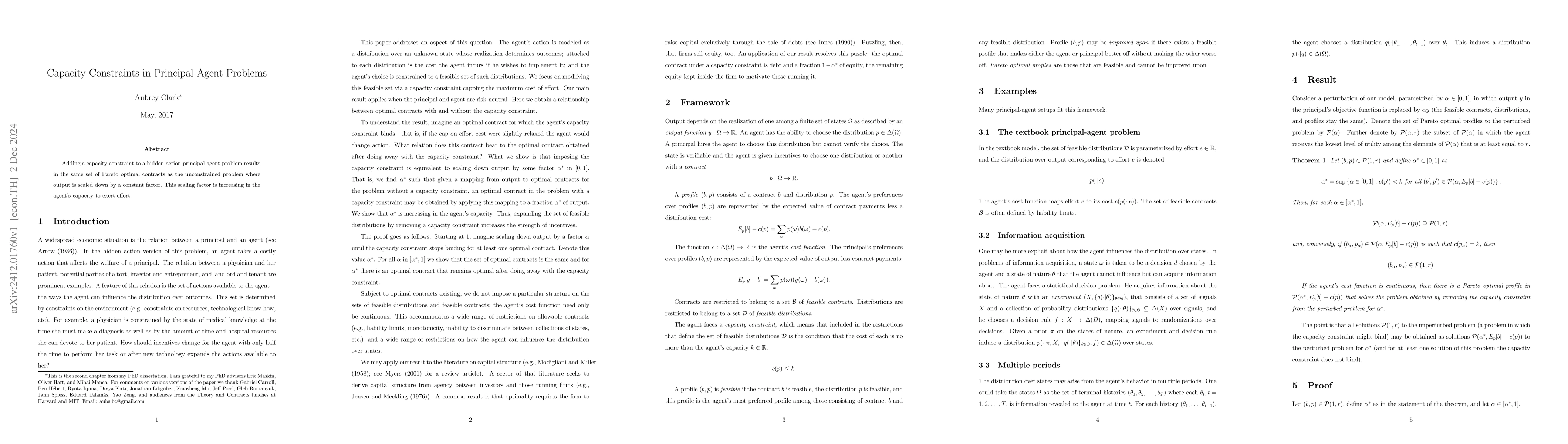 Thumbnail for Capacity Constraints in Principal-Agent Problems
