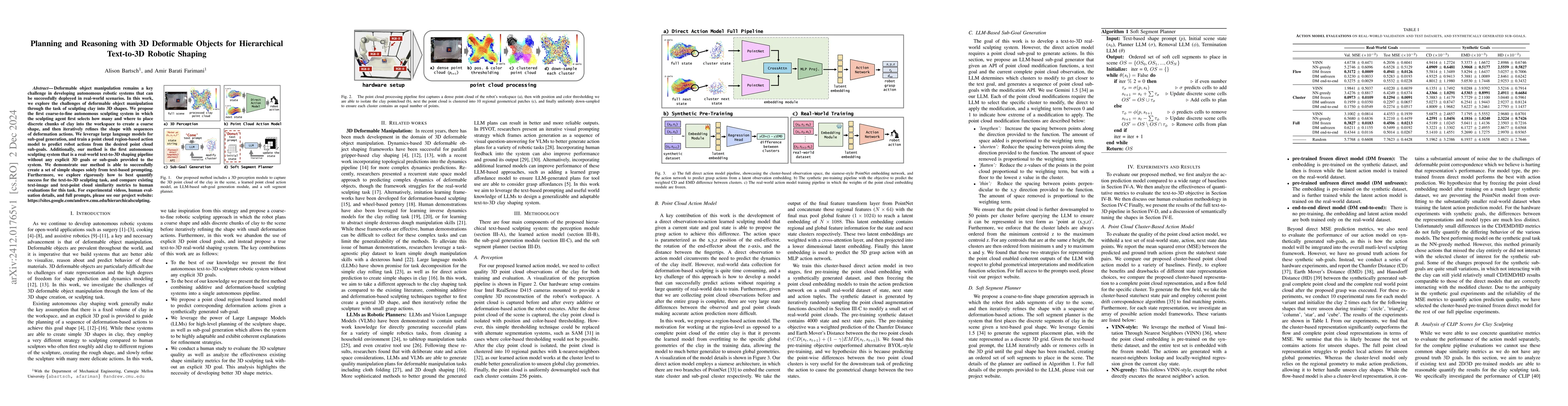 Thumbnail for Planning and Reasoning with 3D Deformable Objects for Hierarchical
  Text-to-3D Robotic Shaping