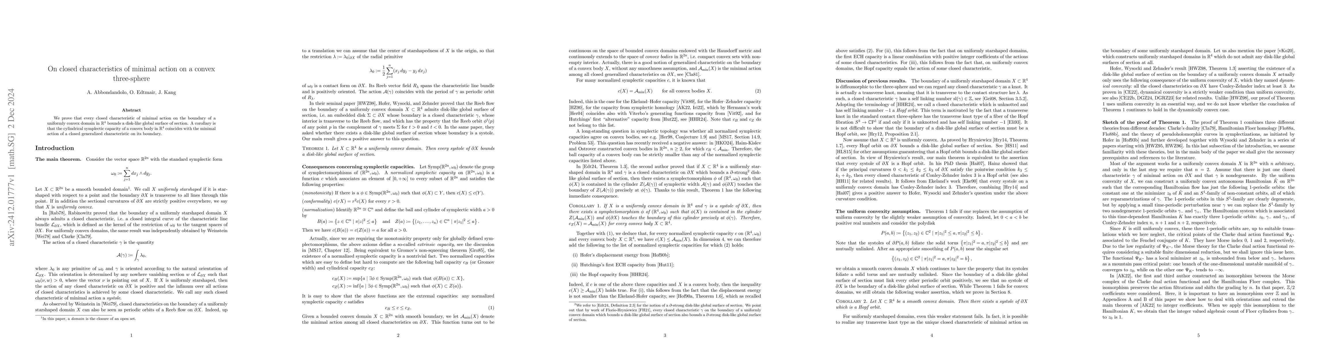 Thumbnail for On closed characteristics of minimal action on a convex three-sphere