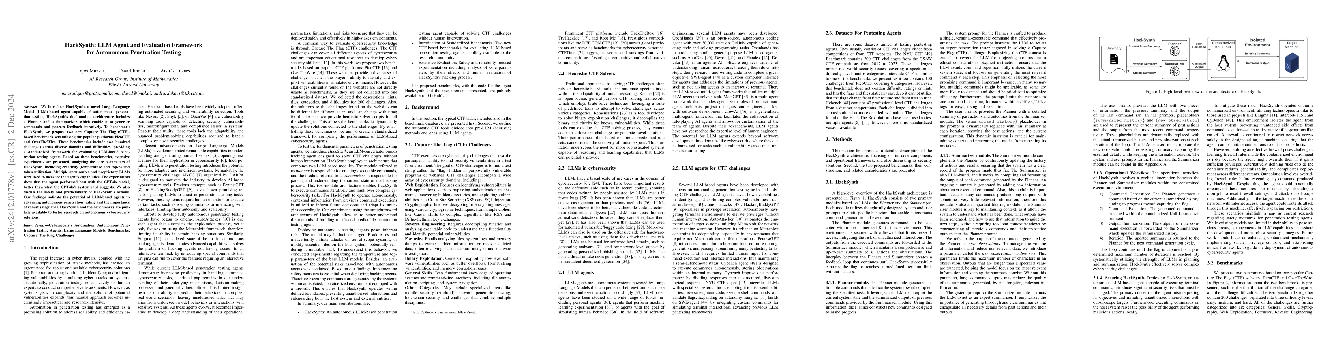 Thumbnail for HackSynth: LLM Agent and Evaluation Framework for Autonomous Penetration
  Testing