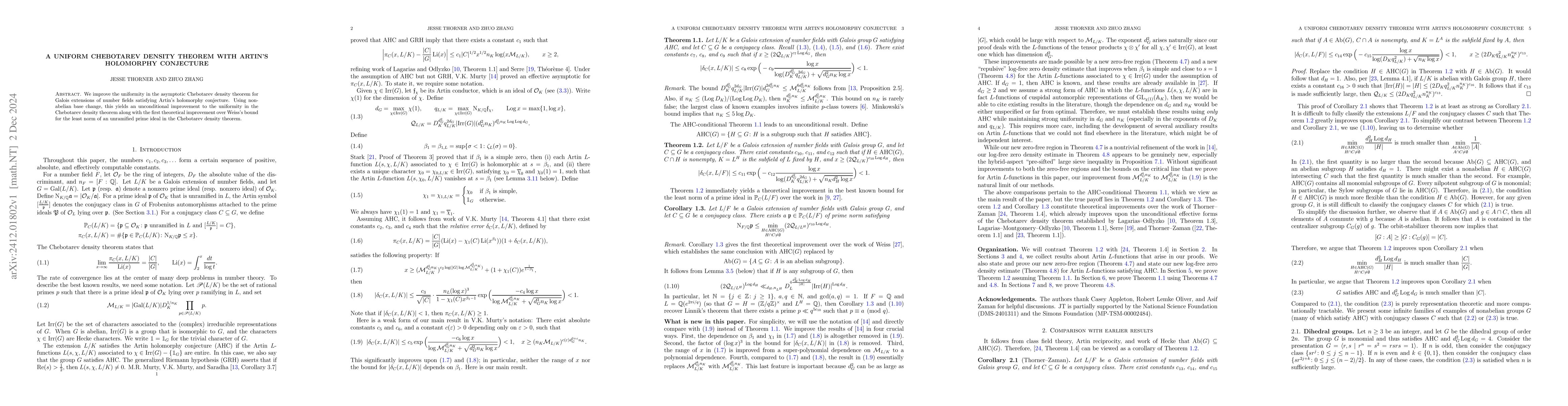 Thumbnail for A uniform Chebotarev density theorem with Artin's holomorphy conjecture