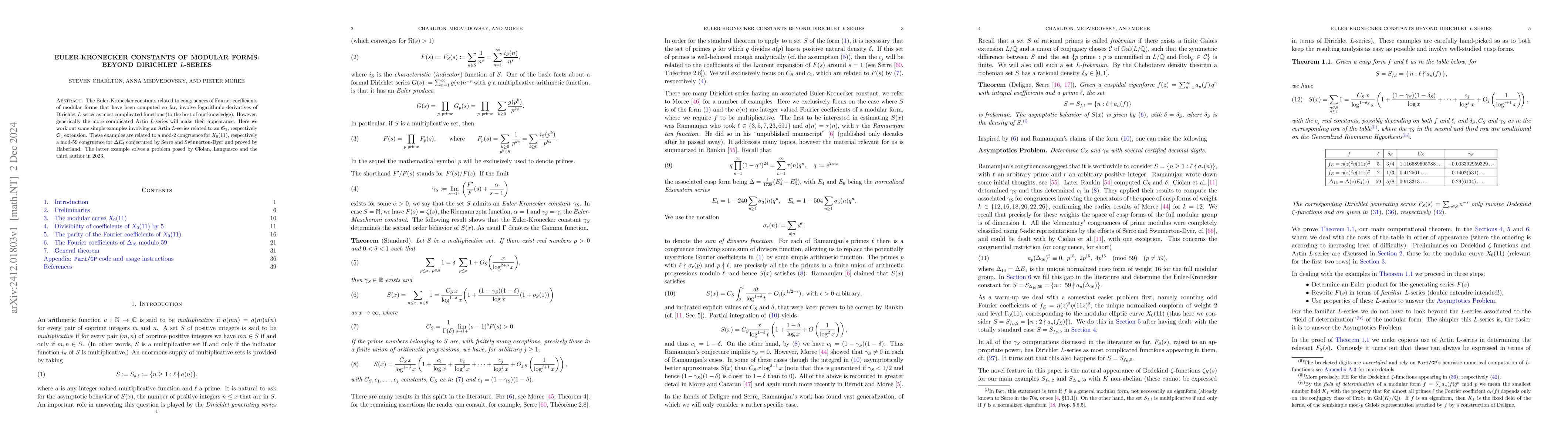 Thumbnail for Euler-Kronecker constants of modular forms: beyond Dirichlet $L$-series
