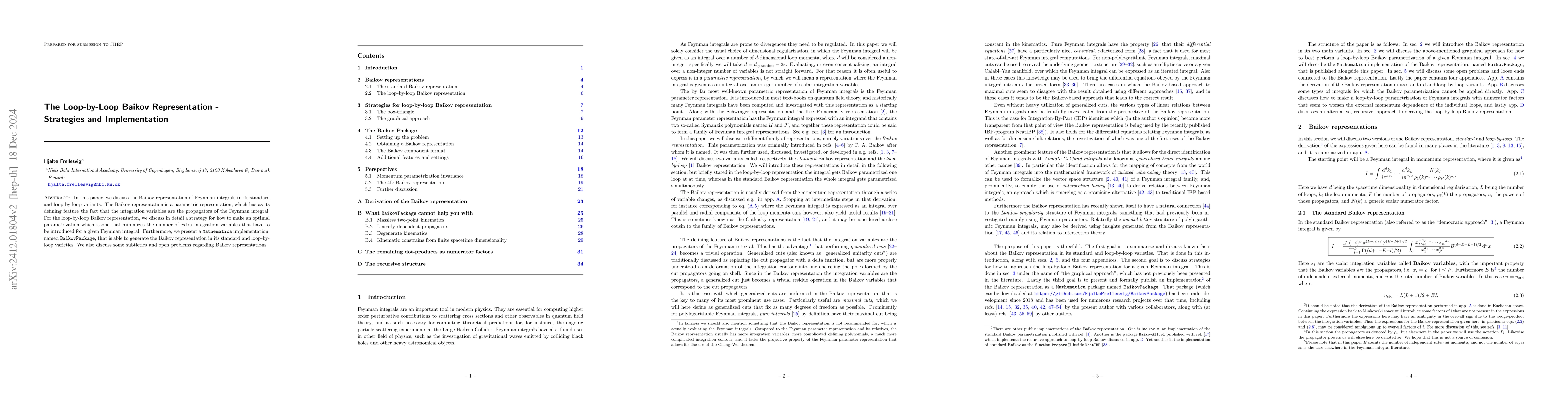 Thumbnail for The Loop-by-Loop Baikov Representation -- Strategies and Implementation